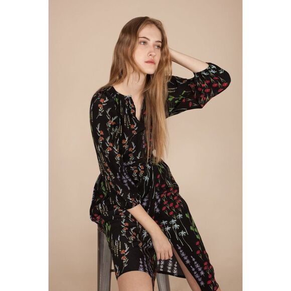 Tucker Vogue Fall 2018 collection 100% silk floral button down midi dress XS - Picture 2 of 11